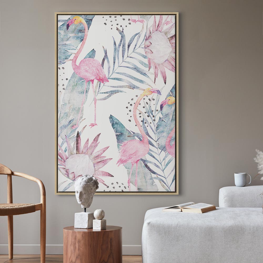 Tropical Flamingo Watercolor Canvas Print