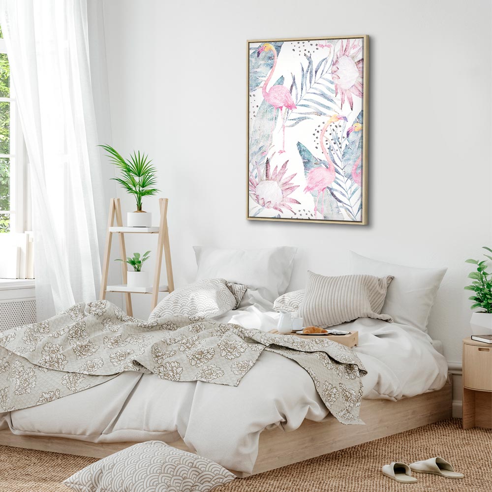 Tropical Flamingo Watercolor Canvas Print