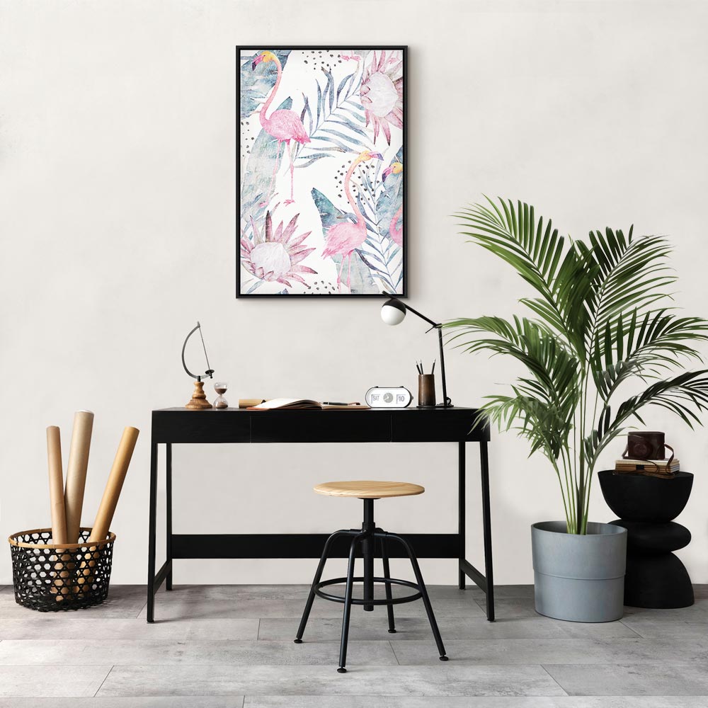 Tropical Flamingo Watercolor Canvas Print