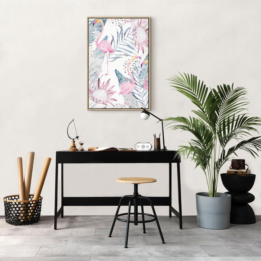 Tropical Flamingo Watercolor Canvas Print