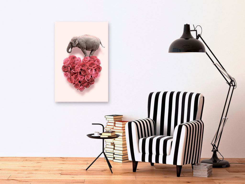 Canvas Print Elephant Lover 1-part Elephant Amid Pink Flowers