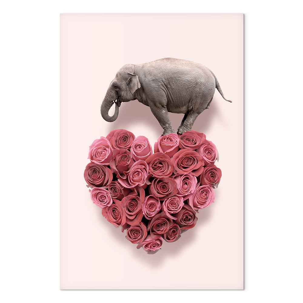 Elephant Amid Pink Flowers Animal Canvas Print