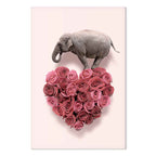 Elephant Amid Pink Flowers Animal Canvas Print