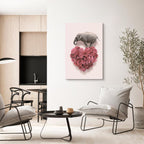 Elephant Amid Pink Flowers Animal Canvas Print