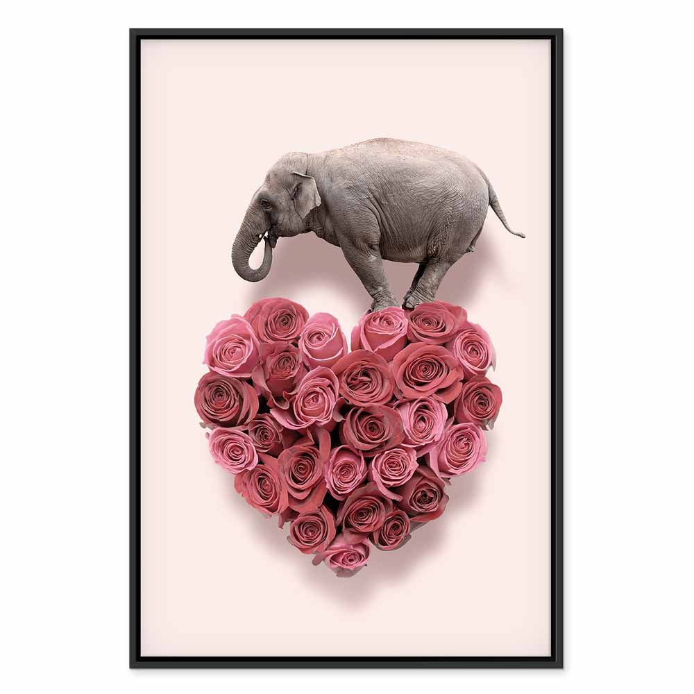 Elephant Amid Pink Flowers Animal Canvas Print