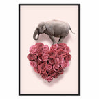 Elephant Amid Pink Flowers Animal Canvas Print