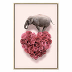 Elephant Amid Pink Flowers Animal Canvas Print