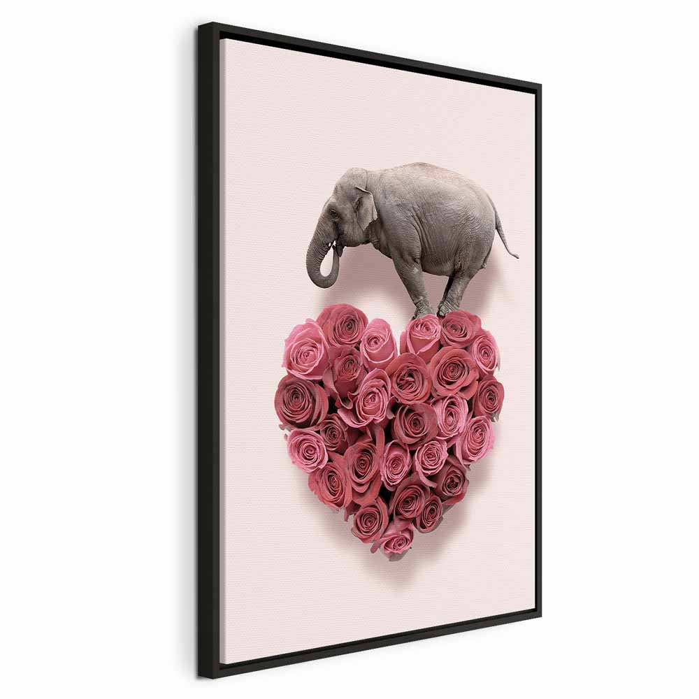 Elephant Amid Pink Flowers Animal Canvas Print