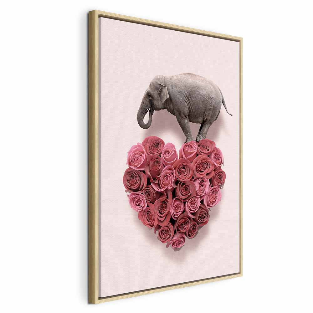 Elephant Amid Pink Flowers Animal Canvas Print