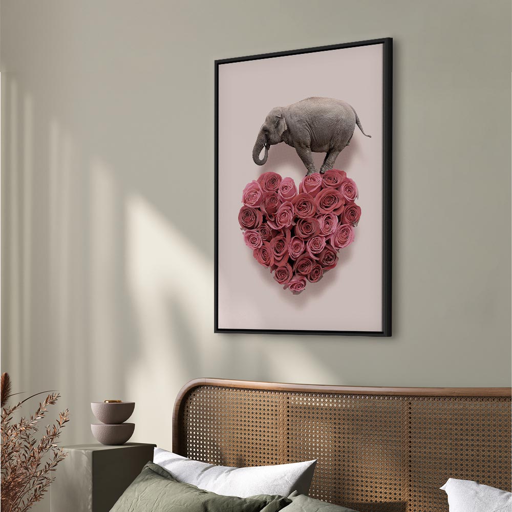 Elephant Amid Pink Flowers Animal Canvas Print