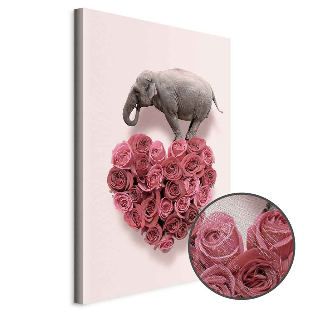 Elephant Amid Pink Flowers Animal Canvas Print
