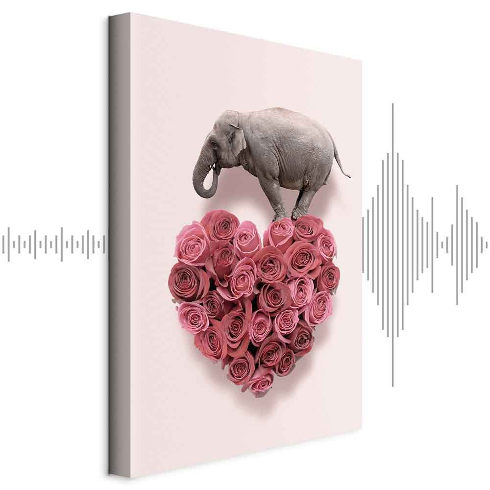 Elephant Amid Pink Flowers Animal Canvas Print
