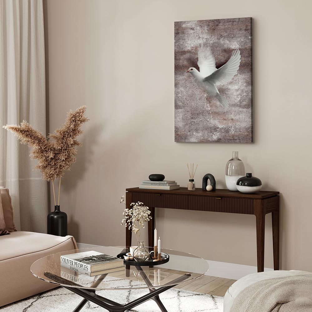 Birds in Flight Romantic Vertical Canvas Print