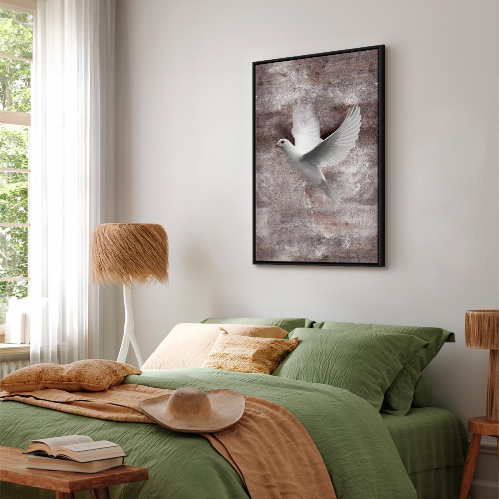 Birds in Flight Romantic Vertical Canvas Print