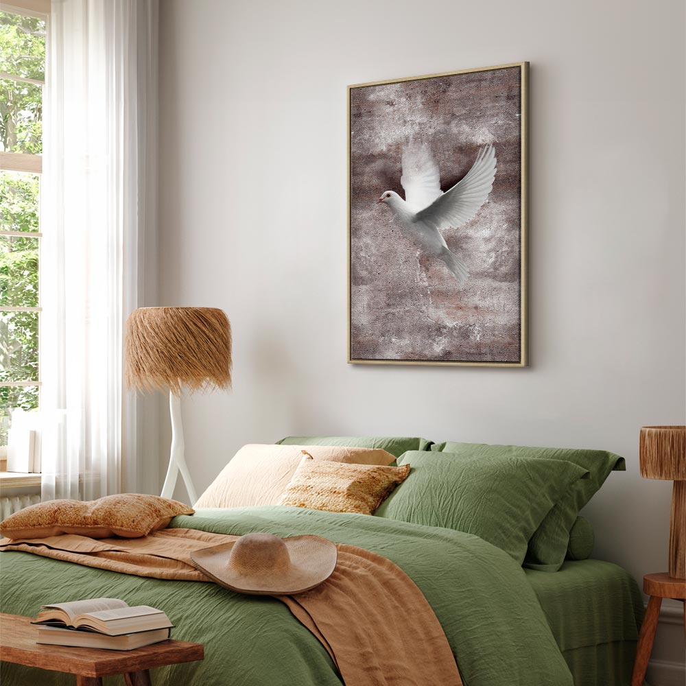 Birds in Flight Romantic Vertical Canvas Print