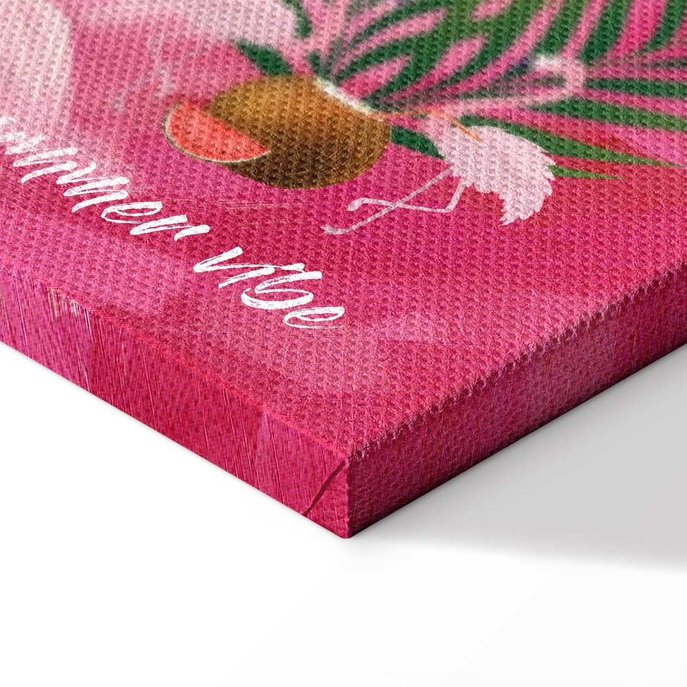 Flamingo Palm Tree Summer Quote Canvas Print