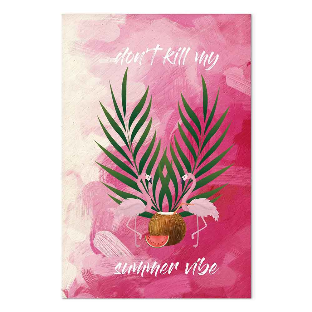 Flamingo Palm Tree Summer Quote Canvas Print