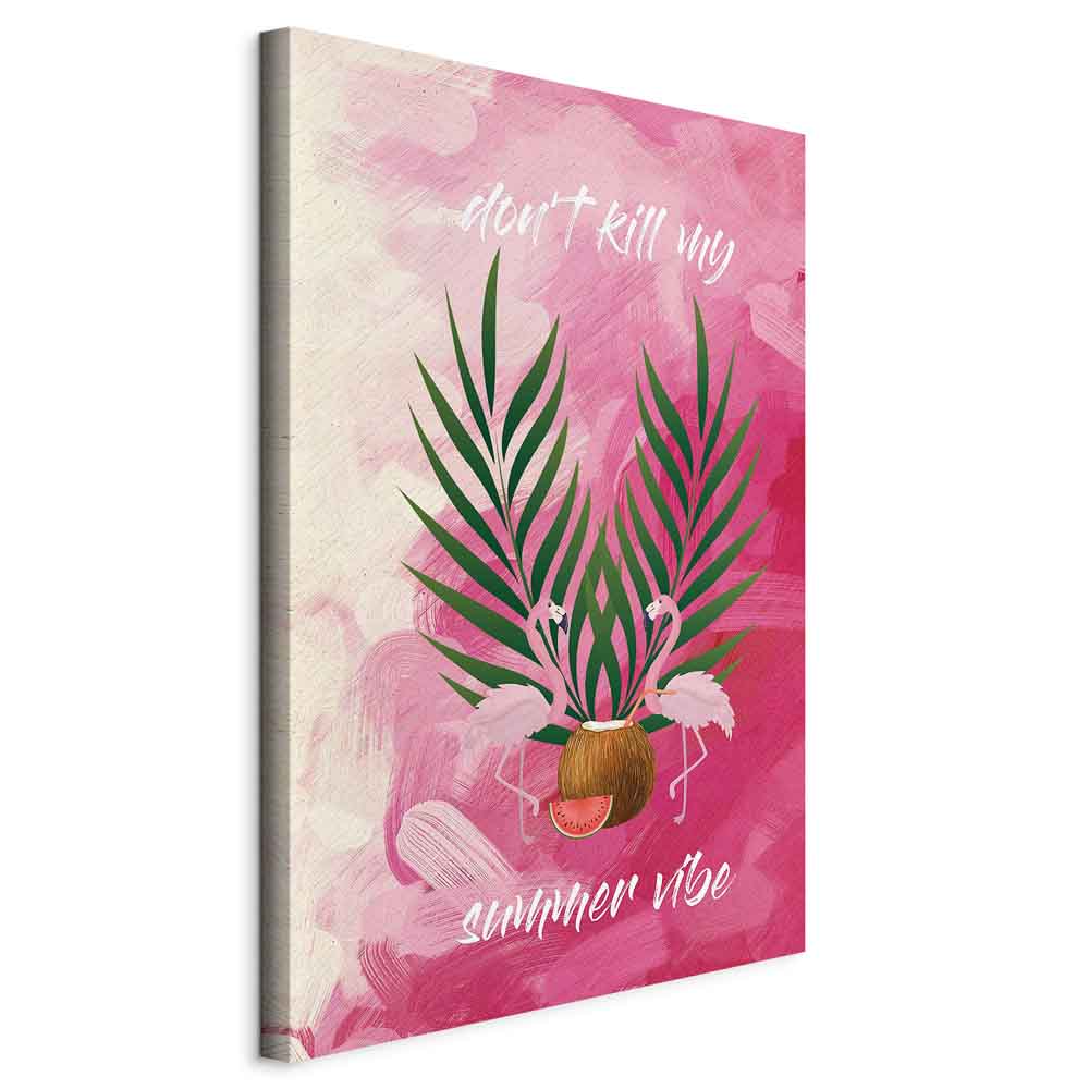 Flamingo Palm Tree Summer Quote Canvas Print