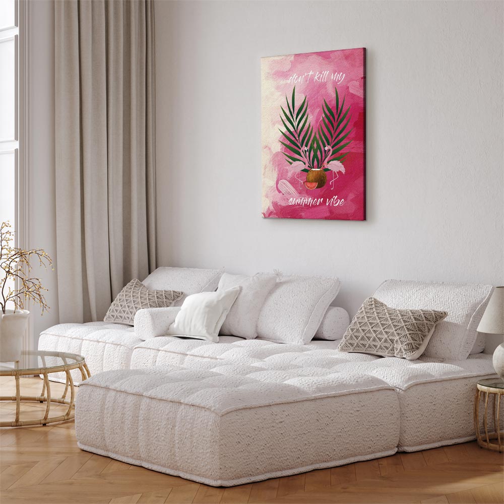 Flamingo Palm Tree Summer Quote Canvas Print