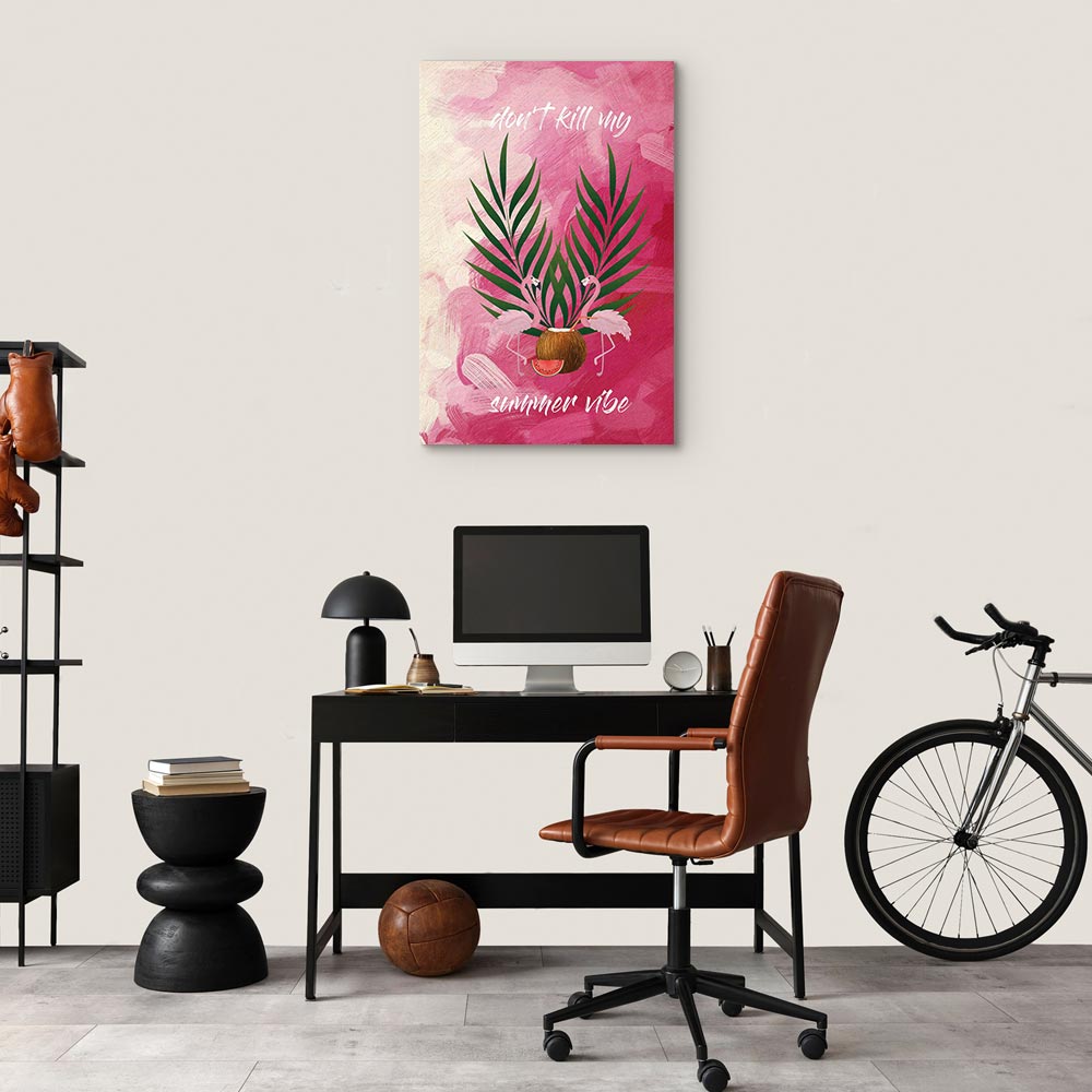 Flamingo Palm Tree Summer Quote Canvas Print