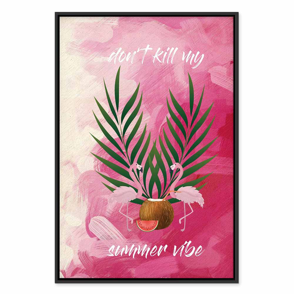 Flamingo Palm Tree Summer Quote Canvas Print