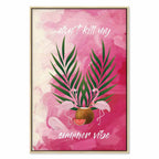 Flamingo Palm Tree Summer Quote Canvas Print