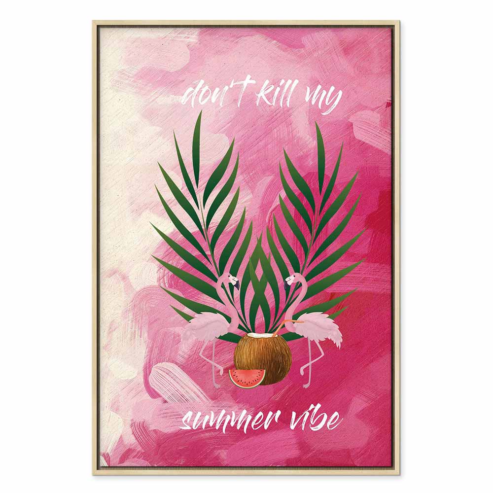 Flamingo Palm Tree Summer Quote Canvas Print