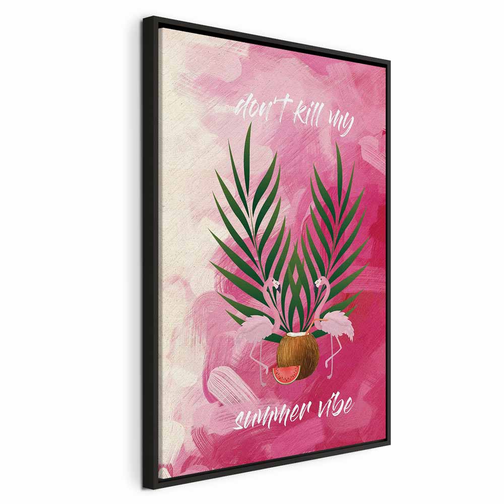 Flamingo Palm Tree Summer Quote Canvas Print