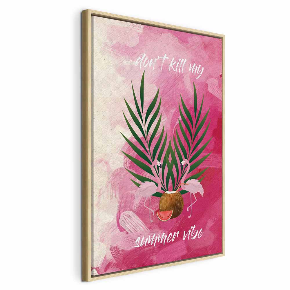 Flamingo Palm Tree Summer Quote Canvas Print