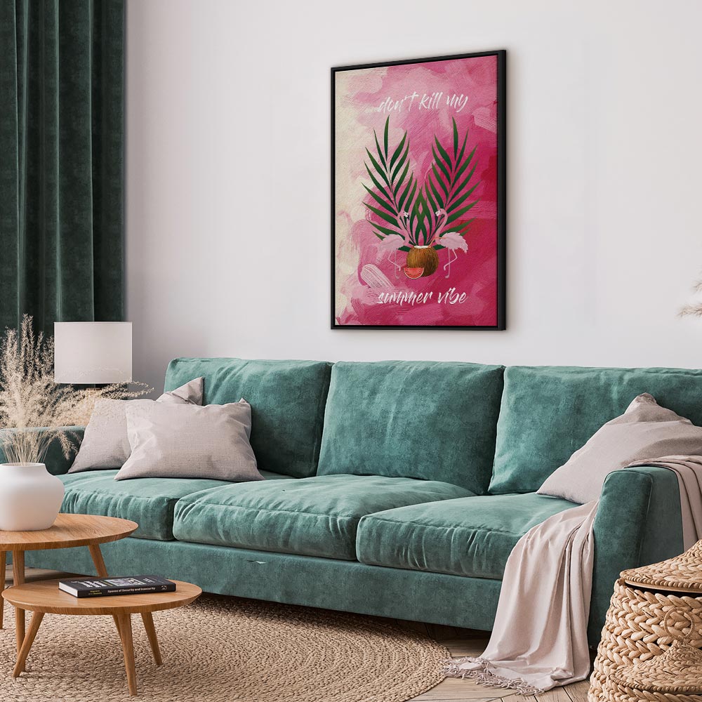 Flamingo Palm Tree Summer Quote Canvas Print