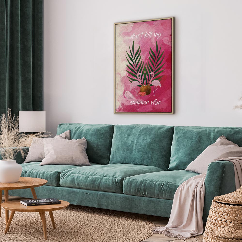 Flamingo Palm Tree Summer Quote Canvas Print