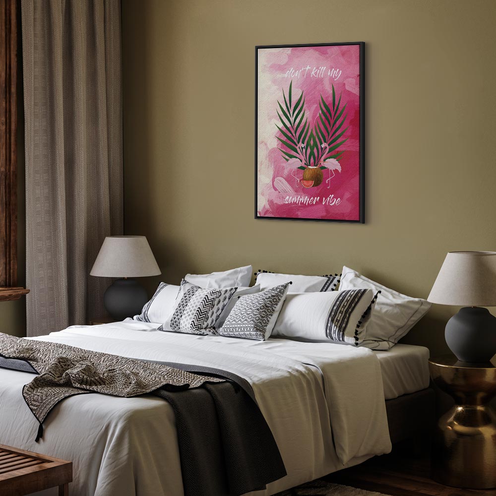 Flamingo Palm Tree Summer Quote Canvas Print