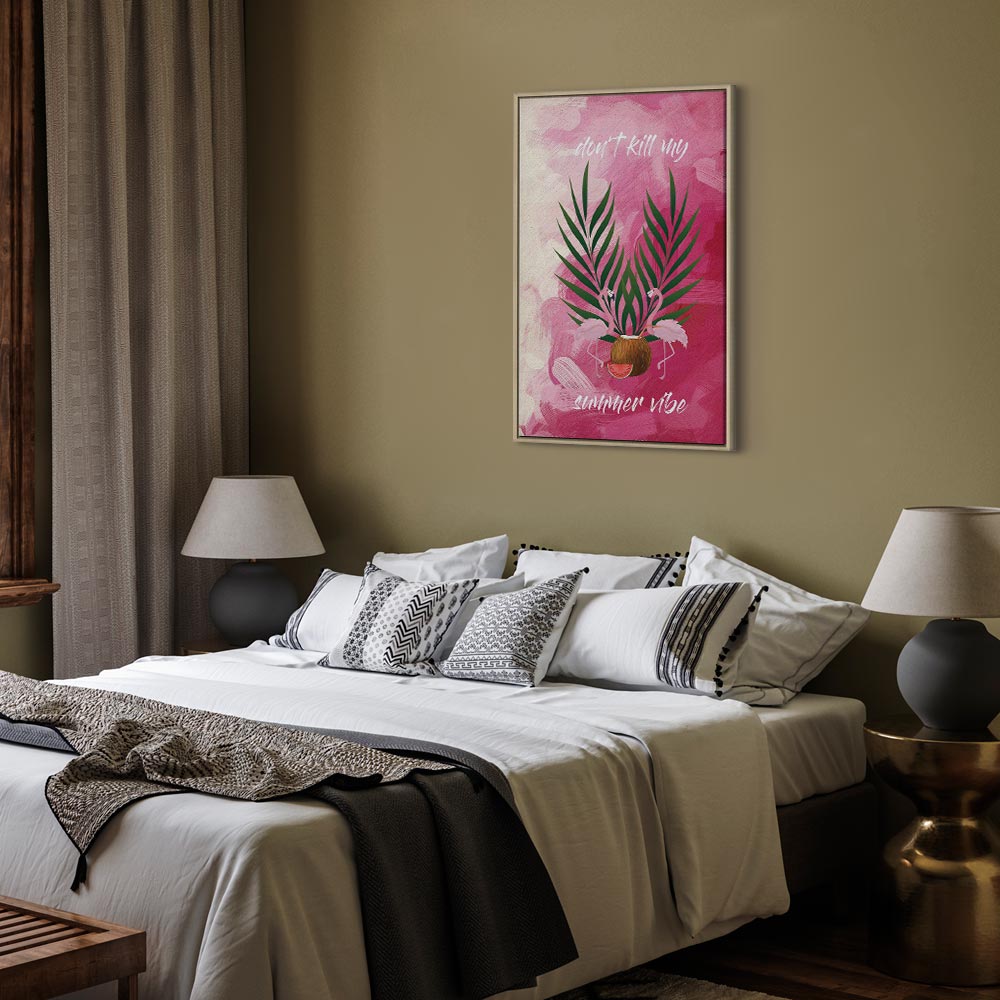 Flamingo Palm Tree Summer Quote Canvas Print