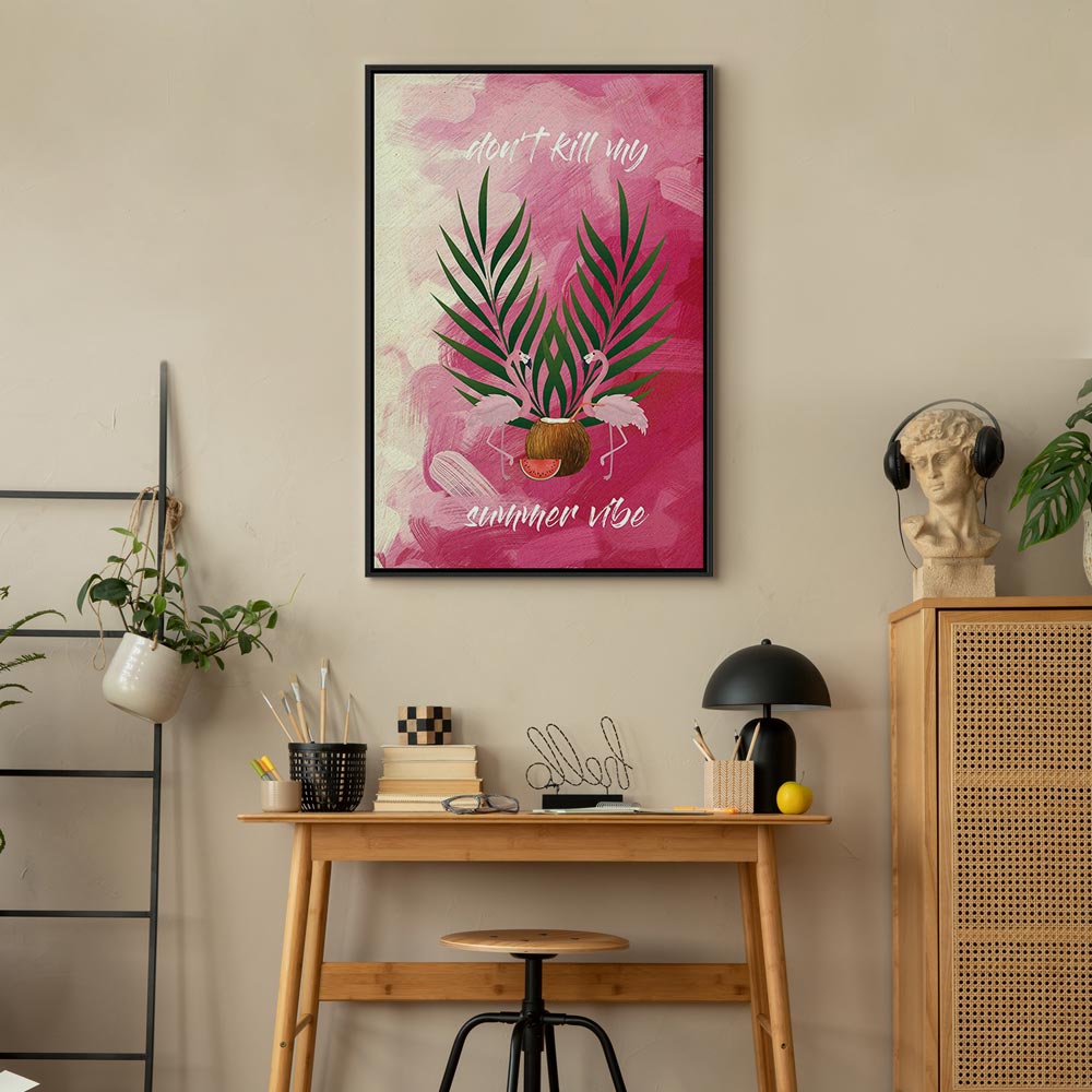 Flamingo Palm Tree Summer Quote Canvas Print