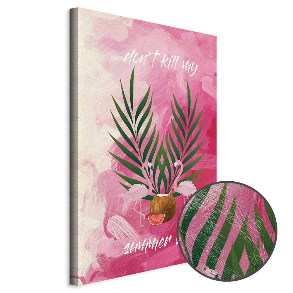 Flamingo Palm Tree Summer Quote Canvas Print