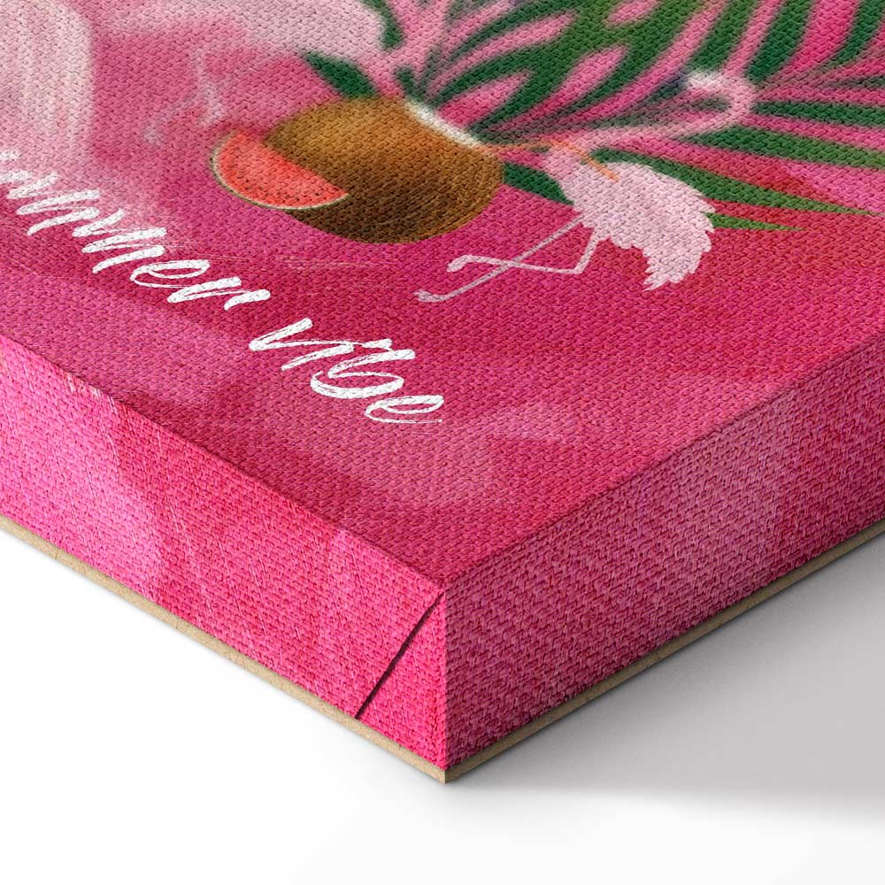 Flamingo Palm Tree Summer Quote Canvas Print