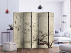 Flock of Birds Vintage Nature 5-Panel Room Divider