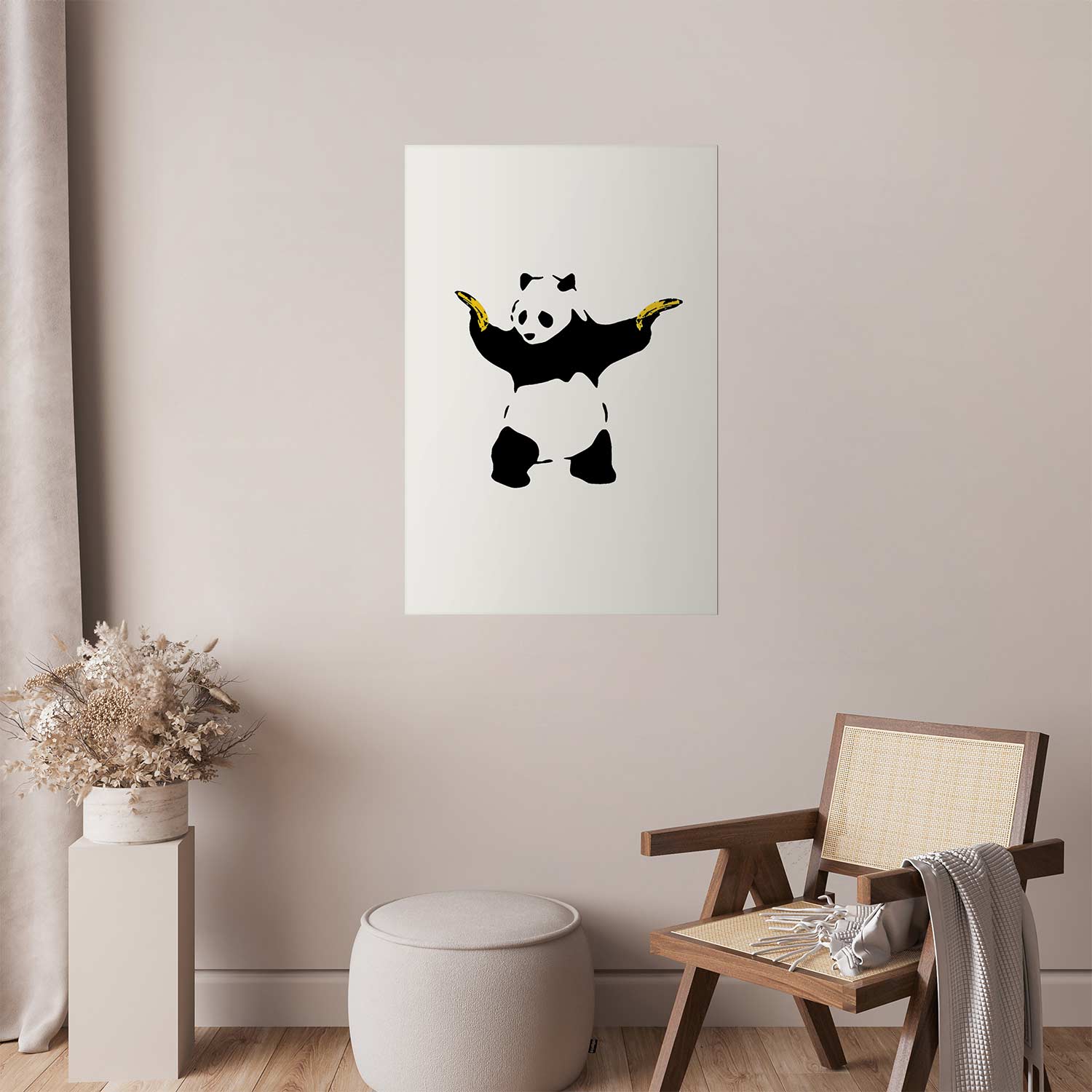 Graffiti Panda with Guns Street Art Poster