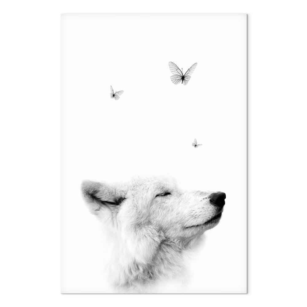 Wolf and Butterfly Dream Animals Canvas Print