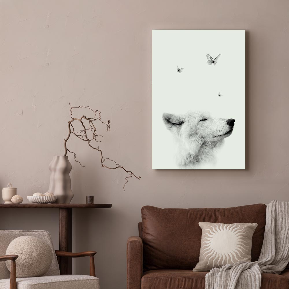 Wolf and Butterfly Dream Animals Canvas Print