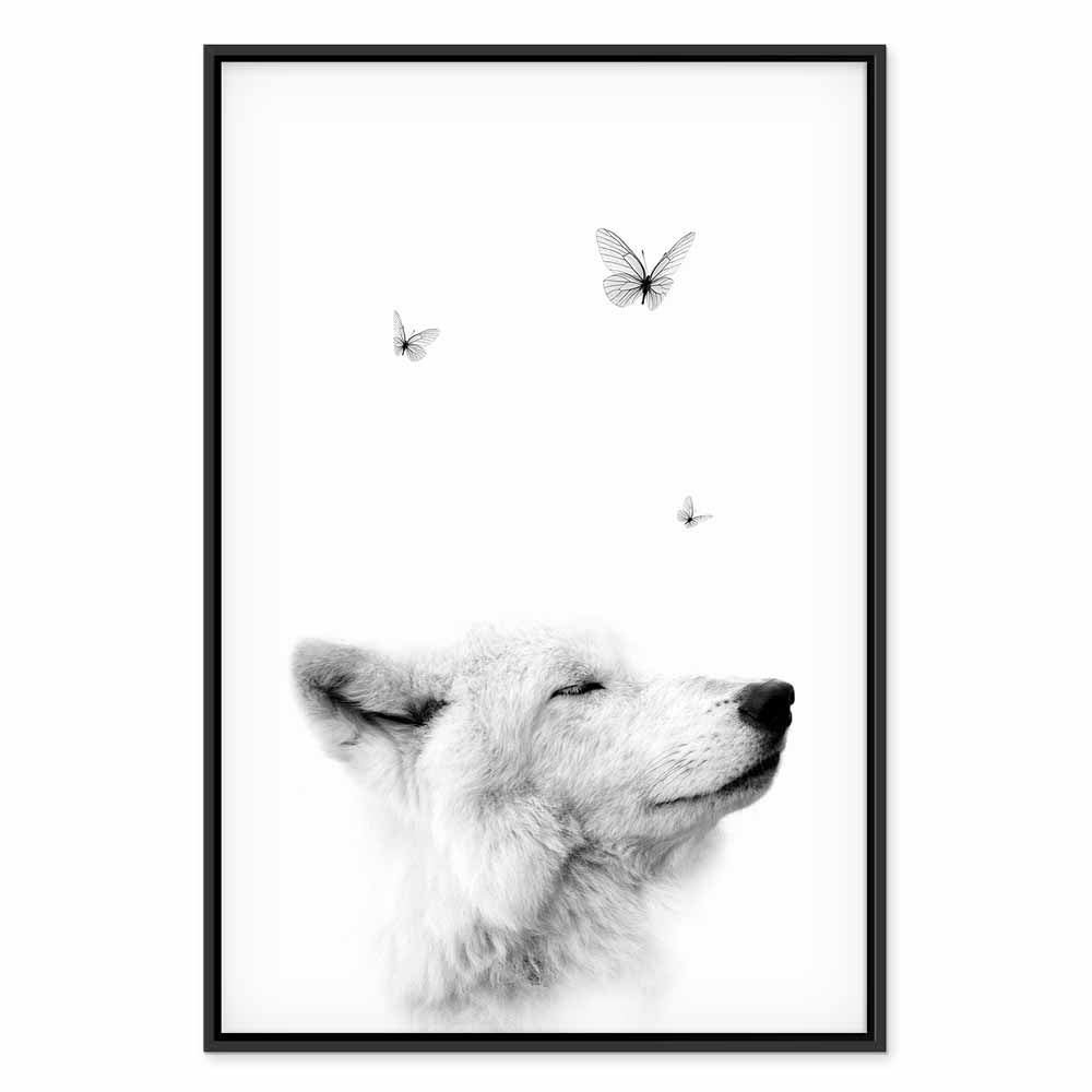 Wolf and Butterfly Dream Animals Canvas Print