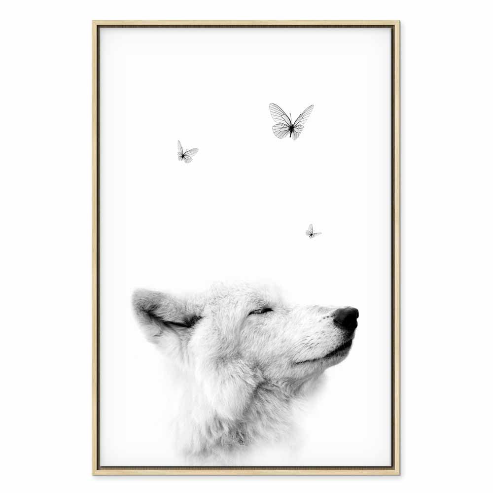 Wolf and Butterfly Dream Animals Canvas Print