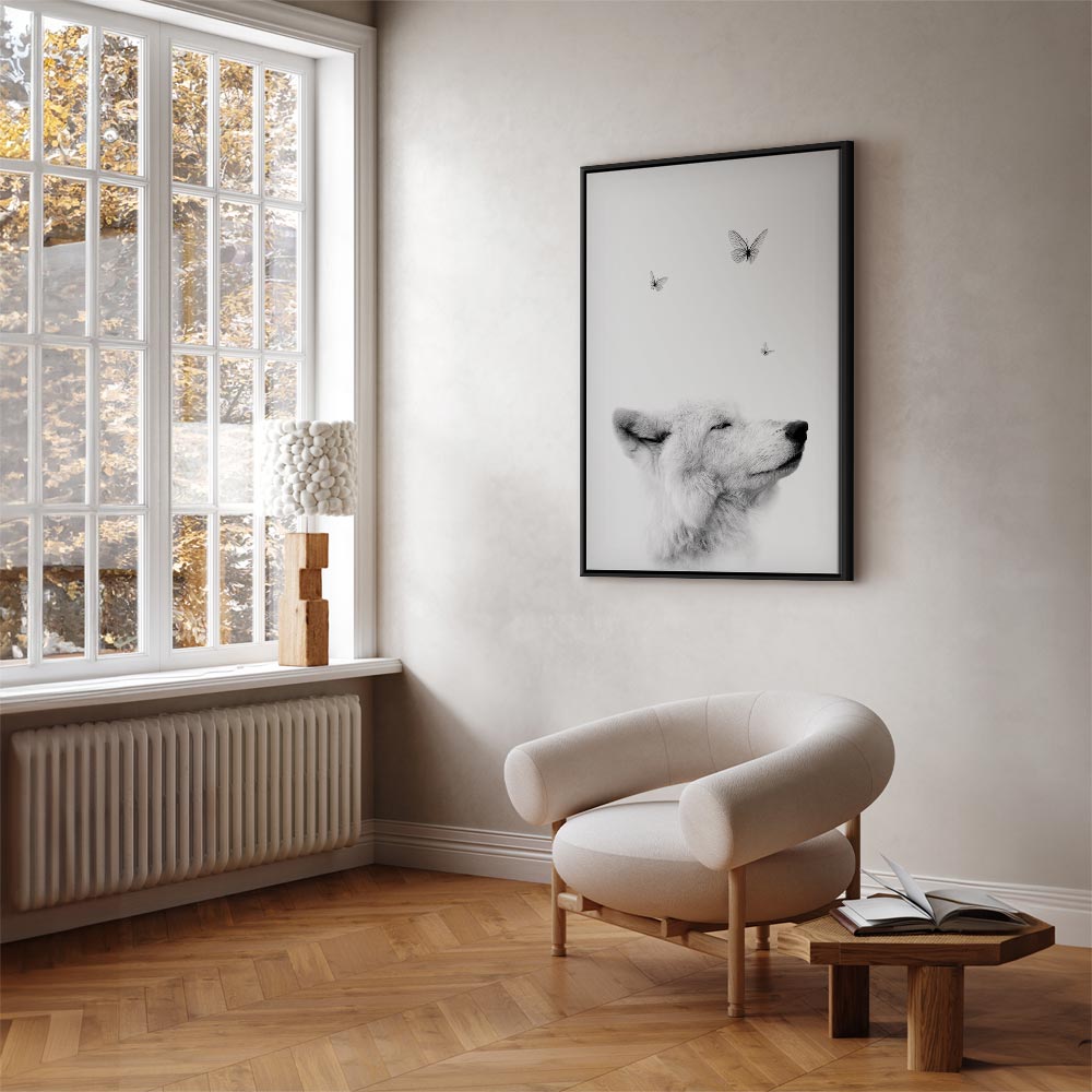 Wolf and Butterfly Dream Animals Canvas Print