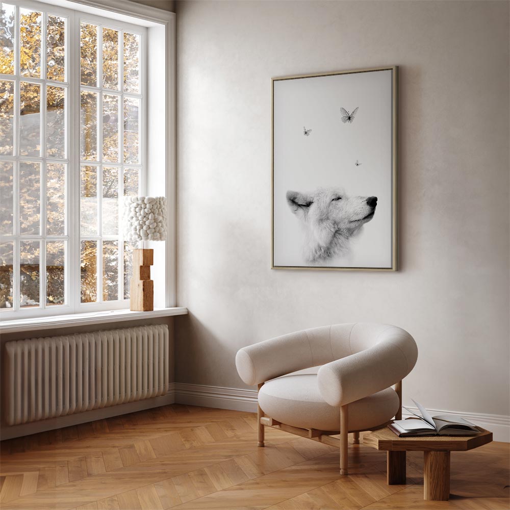 Wolf and Butterfly Dream Animals Canvas Print