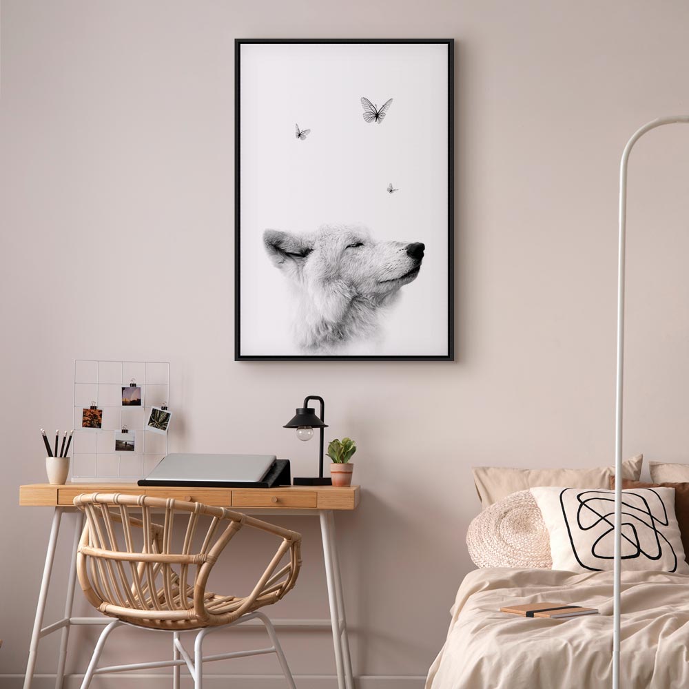 Wolf and Butterfly Dream Animals Canvas Print