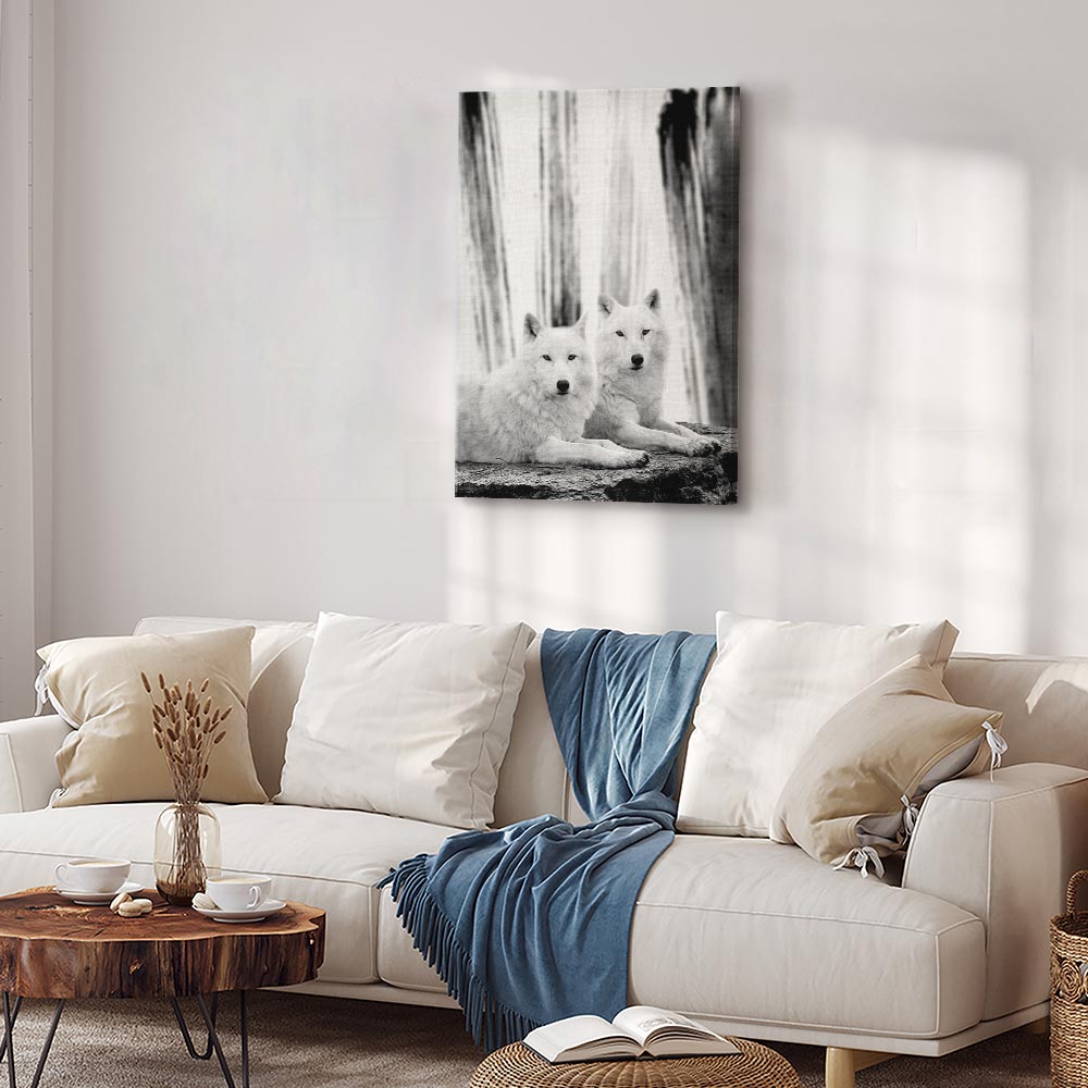 Dog in Forest Romantic Canvas Print