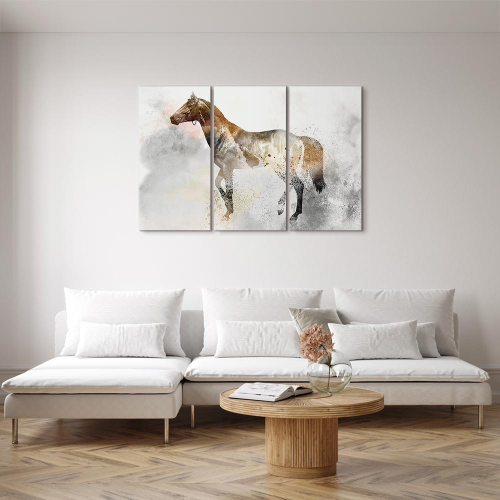 Fiery Horse Triptych Canvas Print