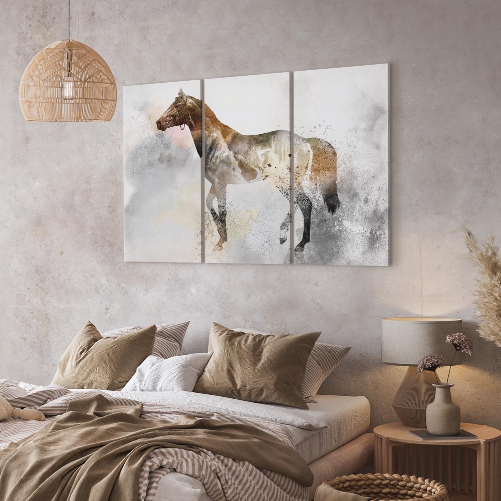 Fiery Horse Triptych Canvas Print
