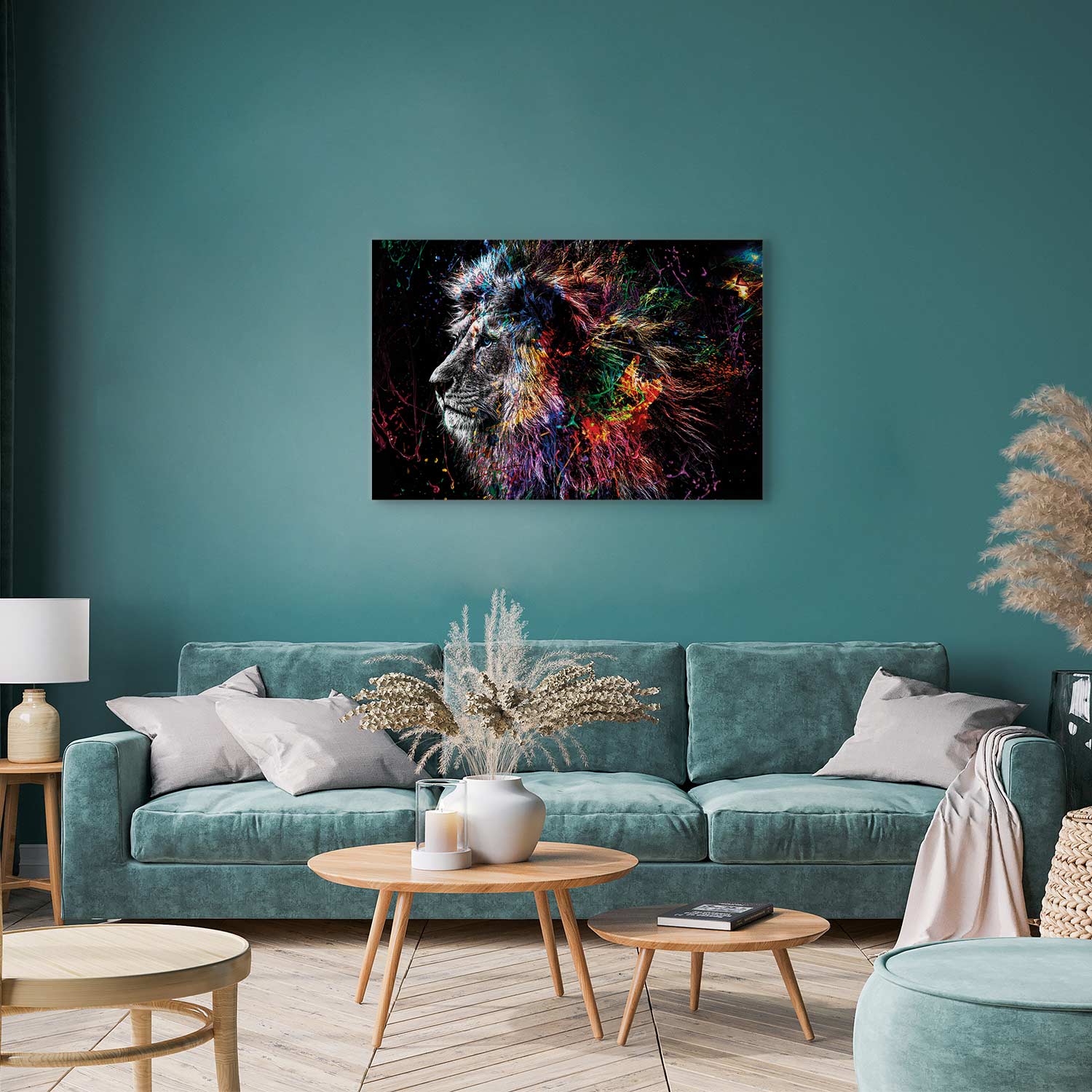 Colorful Crazy Lion Canvas Print