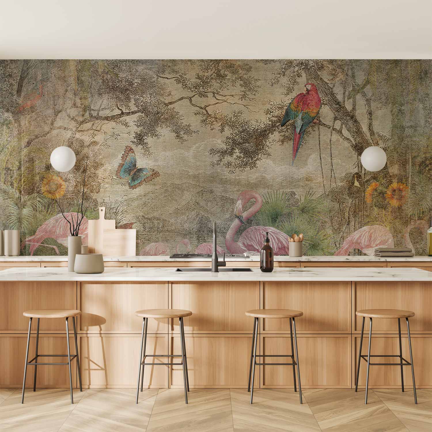 Wild Fauna and Flora Retro Nature Wall Mural